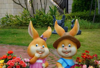兔子雕塑-景区公园玻璃钢彩绘童趣兔子雕塑