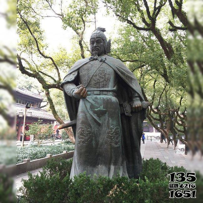 岳飞雕塑-园林景区抗金名将中国古代人物岳飞铜雕像高清图片