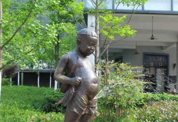 儿童雕塑-公园铜雕站着撒尿的小男孩人物景观儿童雕塑