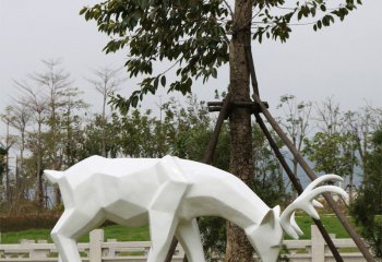 梅花鹿雕塑-户外景观装饰品摆件低头觅食的梅花鹿雕塑