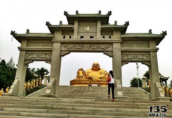 牌坊雕塑-花岗岩佛教寺院三门石雕牌坊