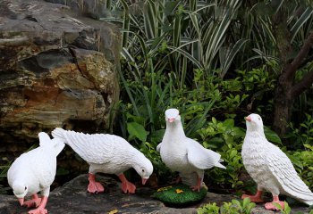 鸽子雕塑-公园户外池塘边仿真动物玻璃钢材质鸽子雕塑