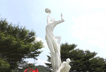篮球雕塑-打篮球不锈钢网格公园体育运动人物雕塑摆件