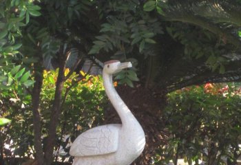 仙鹤雕塑-户外公园汉白玉石雕仙鹤雕塑