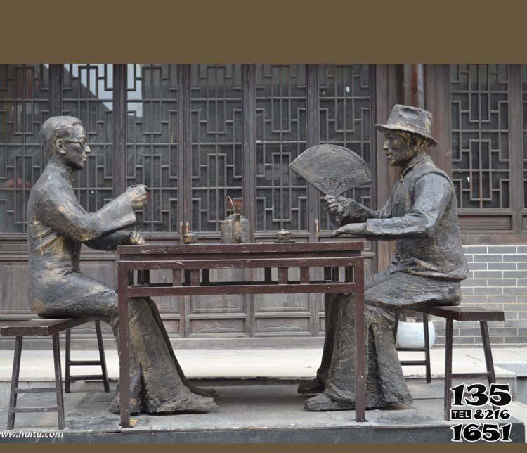 茶雕塑-广场铜雕喝茶人物茶雕塑高清图片