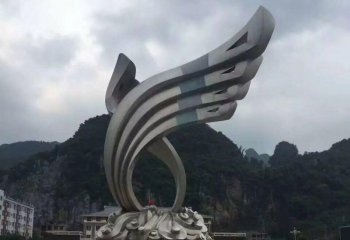 翅膀雕塑-公园别墅大厦创意不锈钢景观翅膀雕塑