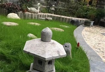 灯笼雕塑-花岗岩灯笼日式庭院院草坪灯园林酒店地石灯雕塑