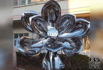 荷花雕塑-不锈钢广场镜面莲花雕塑