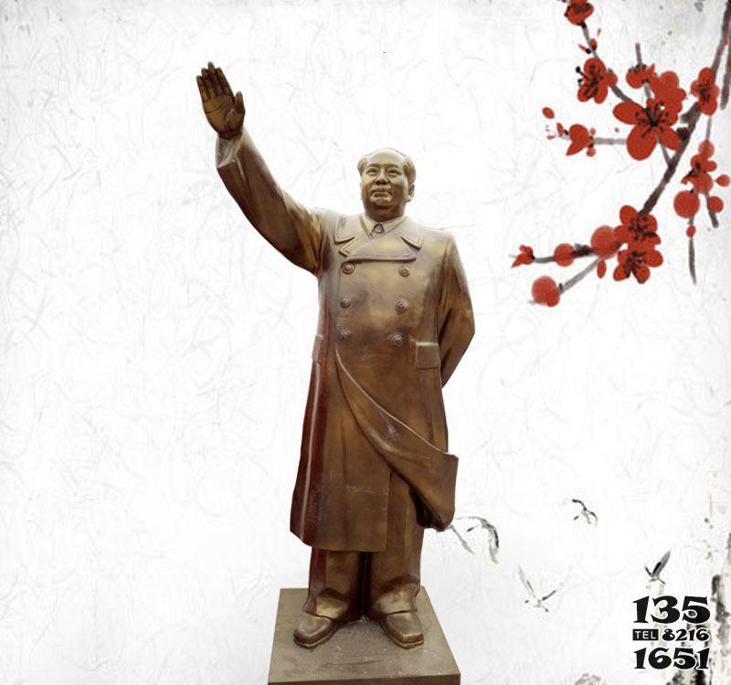 毛泽东雕塑-景区铜雕挥手的毛泽东雕塑高清图片