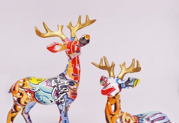 鹿雕塑-商场创意玻璃钢彩绘装饰品摆件鹿雕塑