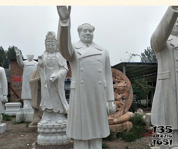 毛泽东雕塑-汉白玉挥手的广场伟人石雕毛泽东雕塑高清图片