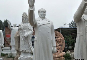毛泽东雕塑-汉白玉挥手的广场伟人石雕毛泽东雕塑