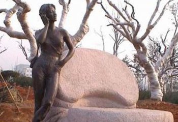 女人雕塑-公园景区铜雕打电话的女人雕塑