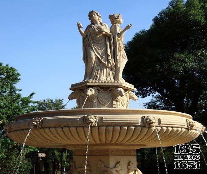 喷泉雕塑-公园景观浮雕西方人物喷泉石雕高清图片