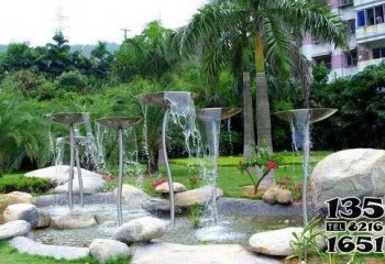 喷泉雕塑-小区景观摆放不锈钢抽象花朵喷泉雕塑