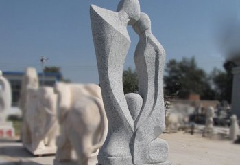 情侣雕塑-公园青石抽象情侣雕塑
