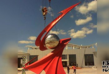 腾飞雕塑-不锈钢校园创意抽象腾飞雕塑