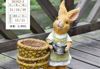 兔子雕塑-花园摆件树脂彩绘兔子雕塑