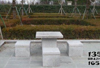 桌椅雕塑-公园户外仿简约大理石方桌凳