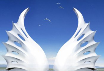 翅膀雕塑-海边景区创意玻璃钢亲吻翅膀雕塑