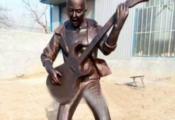 弹奏人物雕塑-弹吉他公园人物铜雕弹雕塑