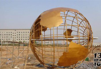 地球仪雕塑-户外广场不锈钢喷金烤漆镂空地球仪雕塑