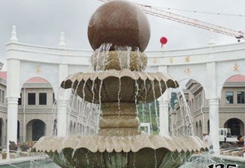 风水球雕塑-晚霞红风水球多层喷泉石雕