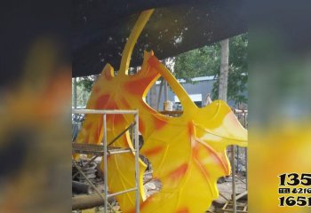 枫叶雕塑-玻璃钢彩绘景区黄色枫叶雕塑