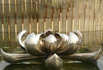 荷花雕塑-池塘公园不锈钢艺术荷花雕塑
