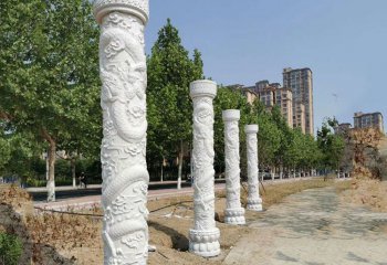 龙柱雕塑-花园景观摆放中国龙纹大理石柱雕刻