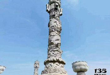 龙柱雕塑-景点广场浮雕龙纹石柱雕塑