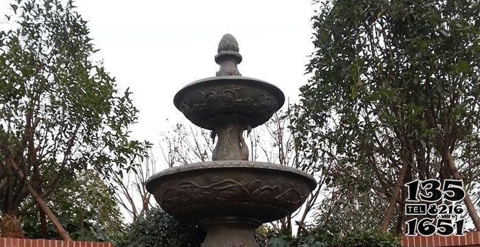 喷泉雕塑-花园广场摆放玻璃钢仿铜喷泉雕塑高清图片