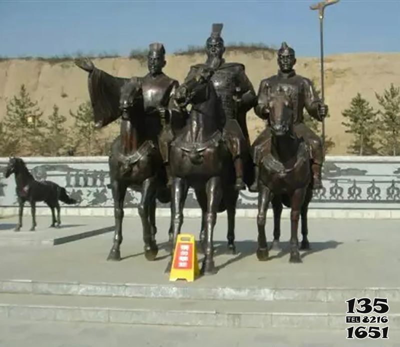 骑马雕塑-景区创意不锈钢将军骑马雕塑高清图片