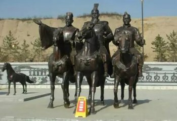 骑马雕塑-景区创意不锈钢将军骑马雕塑