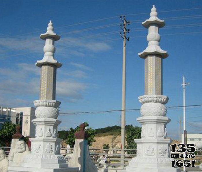 石柱雕塑-广场大理石景观佛教石柱雕塑高清图片