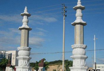 石柱雕塑-广场大理石景观佛教石柱雕塑