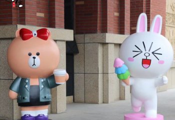 兔子雕塑-商店门口一只拿冰淇淋的卡通兔子雕塑