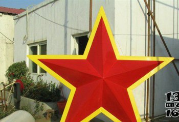 五角星雕塑-机关部门摆放的红色玻璃钢彩绘五角星雕塑