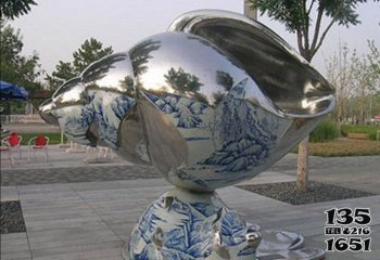 海螺雕塑-广场摆放的不锈钢喷漆创意海螺雕塑