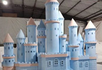 婚庆泡沫雕塑-城堡舞台背景大型卡通蓝色欧式造型雕塑