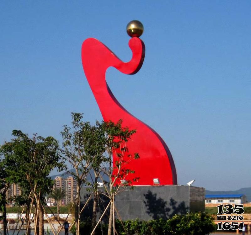 飘带雕塑-大型户外街道红色不锈钢飘带雕塑高清图片