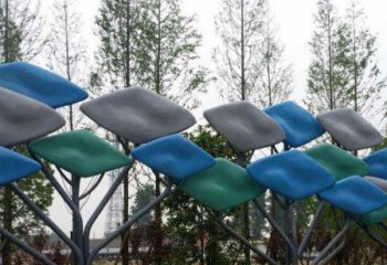 树雕塑-不锈钢公园抽象彩色树雕塑