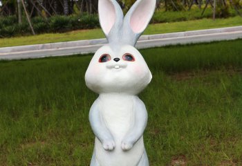 兔子雕塑-小区一只白色站立玻璃钢兔子雕塑