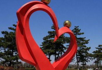 爱心雕塑-广场创意不锈钢抽象交叉爱心雕塑