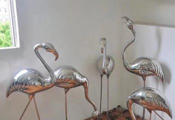 火烈鸟雕塑-室内商场摆放不锈钢火烈鸟雕塑