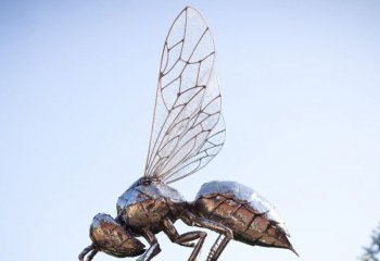 蜜蜂雕塑-观光小区草坪锻造不锈钢蜜蜂雕塑