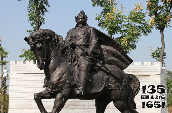 骑马雕塑-景区古代人物铜雕将军骑马雕塑高清图片