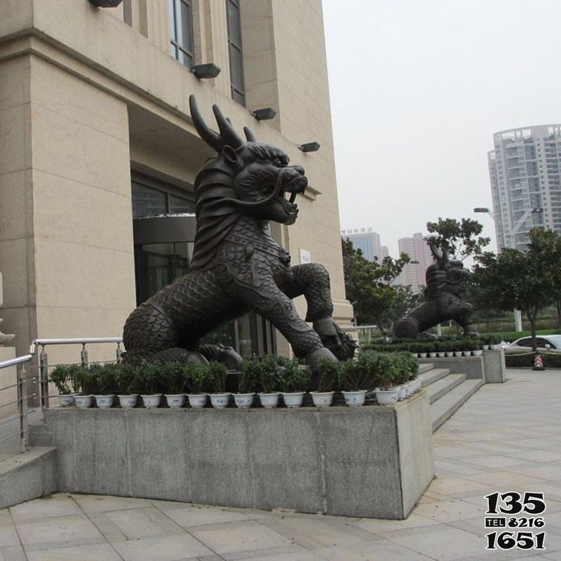 麒麟雕塑-酒店公司门口大型动物景观麒麟雕塑高清图片