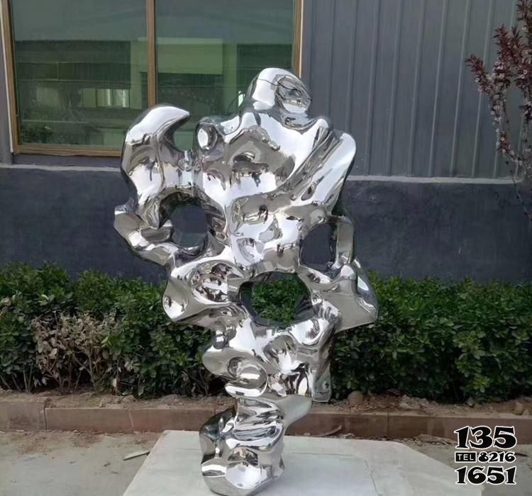 太湖石雕塑-不锈钢创意镜面景观摆件太湖石雕塑高清图片