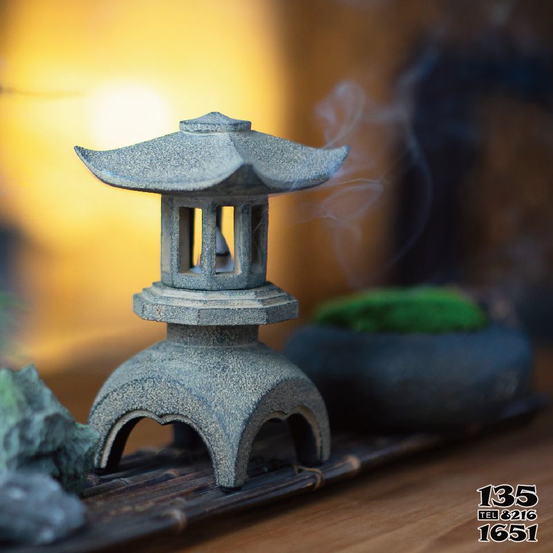 香炉雕塑-仿古青石日式庭院做旧镂空留香香炉雕塑高清图片